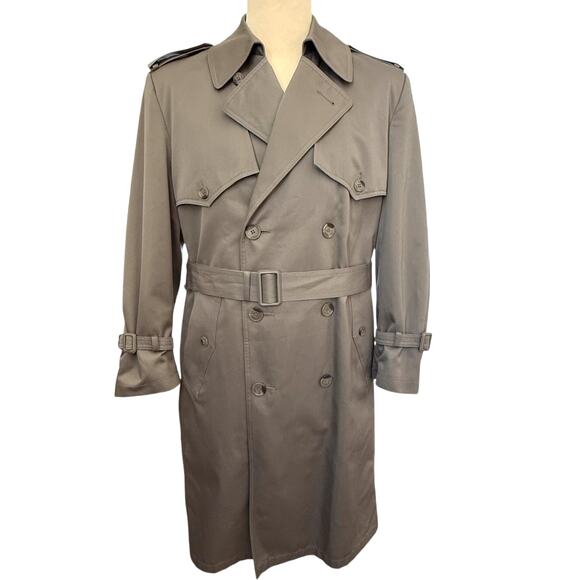 VTG London Fog Towne Trench Coat Mens 38 Short Khaki Brown Belted Lined Classic - Picture 1 of 9